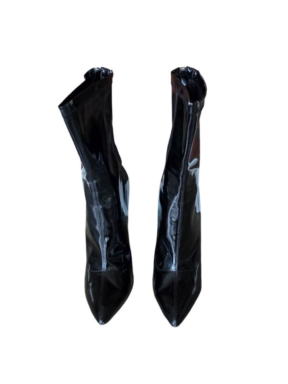 Unbranded Patent Leather Pointed Toe Lucite Heels Black Sock Boots Women Size 11